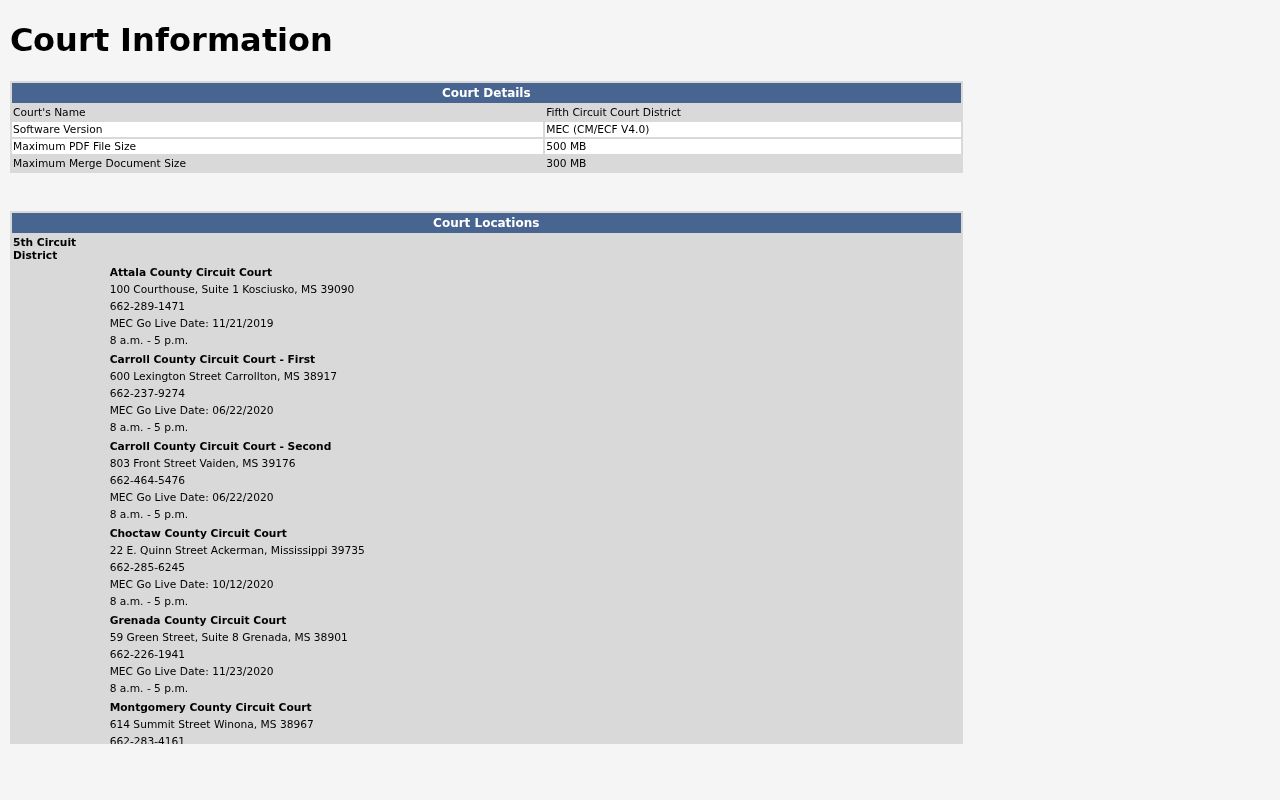 Montgomery County case search access on the Fifth Circuit MEC court information page