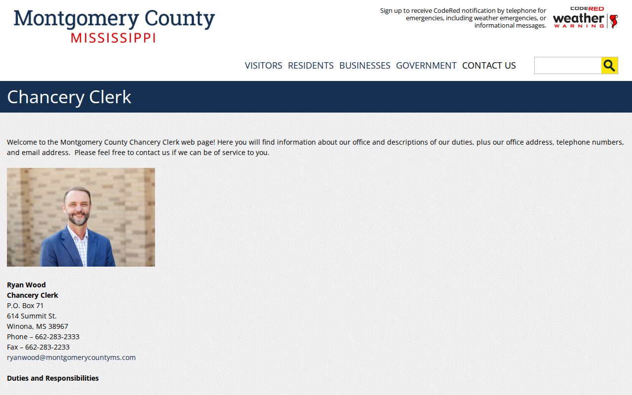 Montgomery County court docket Chancery Clerk office page