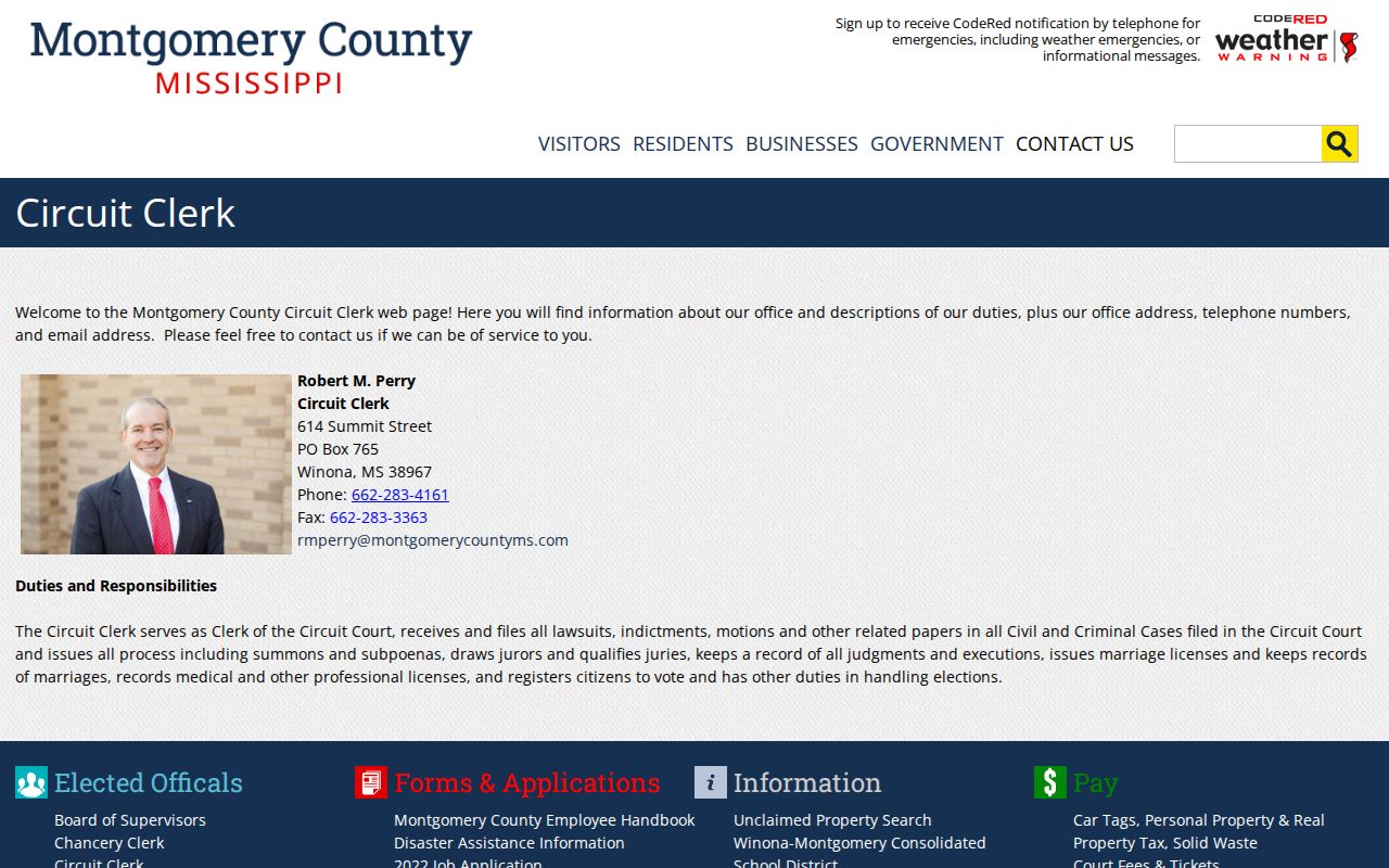 Montgomery County court docket Circuit Clerk office page