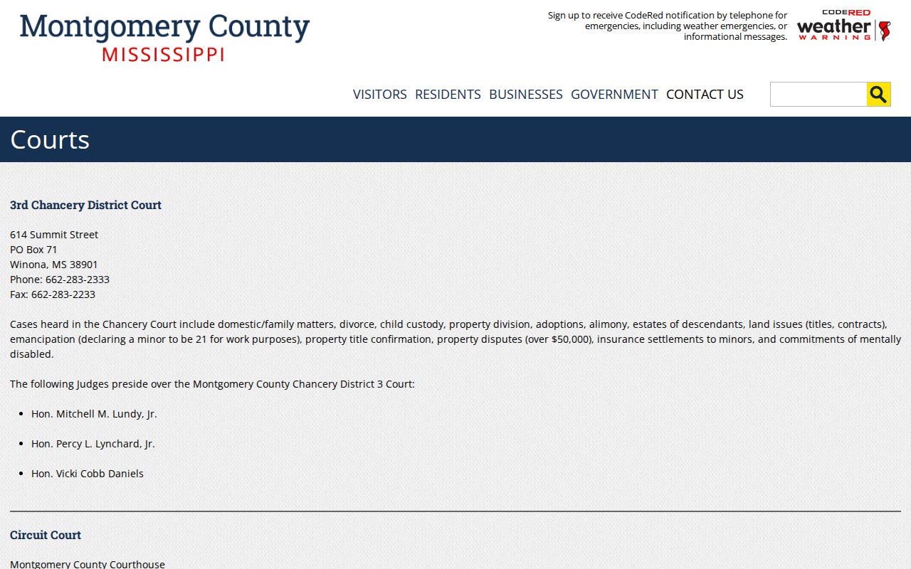 Montgomery County court docket county courts page