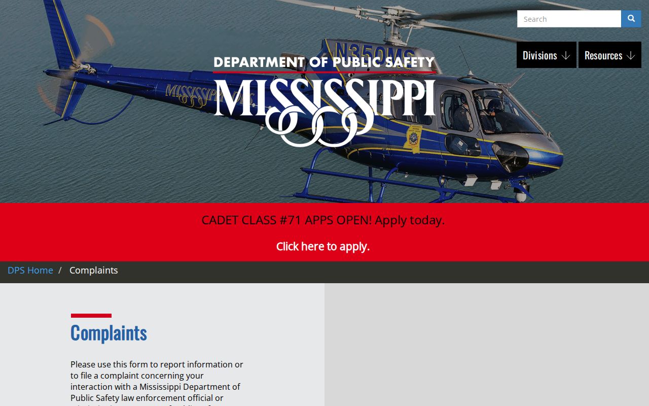 Montgomery County traffic court records Mississippi DPS citation complaint information source